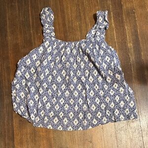 Maurices Blue & White Patterned Ruffle Strap Tank